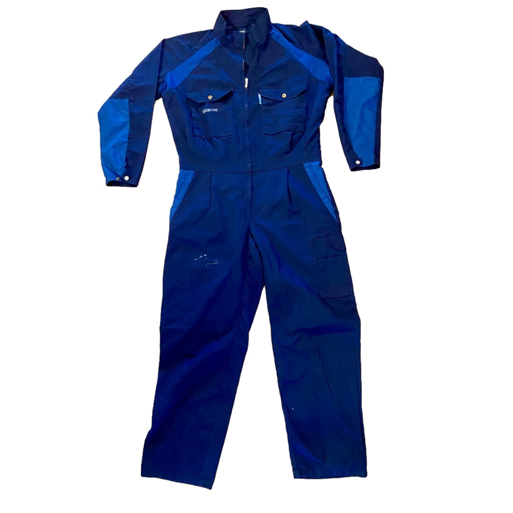 Vintage Björnkläder Blue Cotton Twill Mechanic Workwear Coveralls Jumpsuit 52 L
